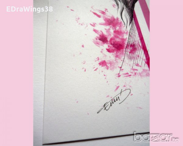 Картина "Розово" / арт принт, рисунка, снимка 4 - Картини - 21002338