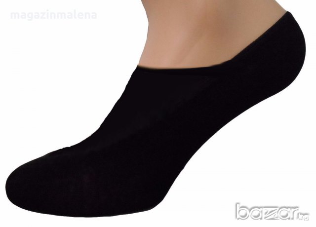 Meritex 38-40,44-46 черни затворени памучни терлици унисекс със силиконова лепенка, снимка 2 - Дамски чорапи - 20160715