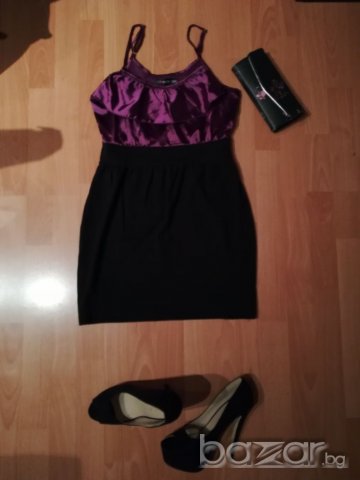 Нови рокли с презрамки в лилаво и черно и синьо и черно, снимка 2 - Рокли - 19994446
