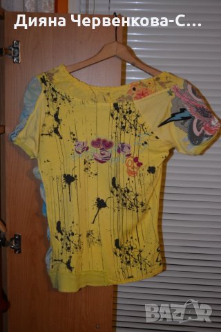Раздвижена жълта блуза , снимка 2 - Тениски - 23122789