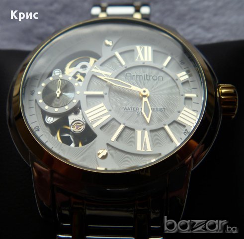 Нов ръчен часовник Армитрон скелетон, златен, Armitron 20/4930WTTT Skeleton Gold Watch, снимка 6 - Мъжки - 8949328