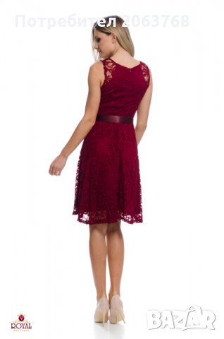 Дантелена Рокля-Бордо, снимка 4 - Рокли - 23672054