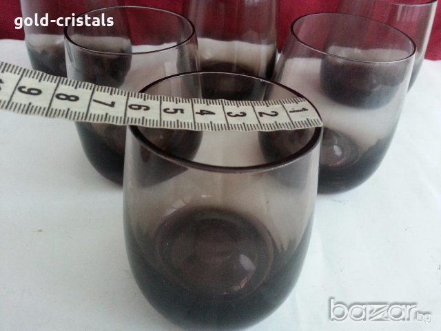  Ретро стъклени чаши  с дебело дъно , снимка 5 - Антикварни и старинни предмети - 20097404