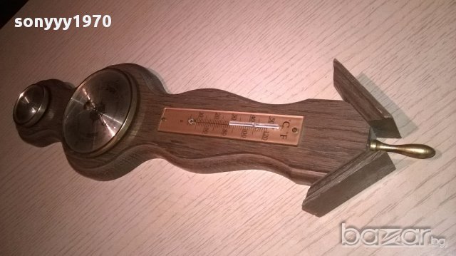 Ретро барометар-40х12см-дърво и месинг-внос швеицария, снимка 9 - Антикварни и старинни предмети - 13580540
