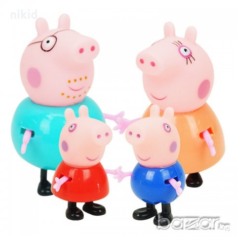 4 бр Пепа Пиг семейство Pepa Pig Peppa Pig сет играчки PVC фигурки украса топери за торта украса, снимка 4 - Фигурки - 20538753