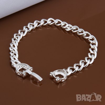 Стилна дамска гривна, верижка - посребрена, снимка 5 - Гривни - 25201488