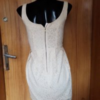 Кремава къса рокля тип балон с дантела и цип ХС/С, снимка 2 - Рокли - 23190988