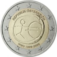 2 Евро монети (възпоменателни) емитирани 2009г (10г. на Икономически и Паричен съюз), снимка 2 - Нумизматика и бонистика - 15990617