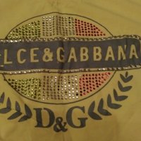 100% ОРИГИНАЛНА  жълта тениска на D&G, снимка 2 - Тениски - 20803457