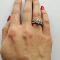 Сребърен пръстен с бели циркони - сребро проба 925 , снимка 2 - Пръстени - 20928736