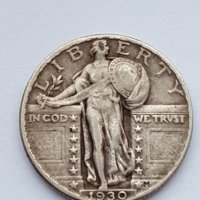 USA QUARTER Standing Dollar 1930 Philadelphia Mint  VF-:EF, снимка 3 - Нумизматика и бонистика - 20199659