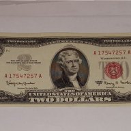 $ 2 Dollars 1963-A Red Seal Note AU-UNC, снимка 2 - Нумизматика и бонистика - 17829948