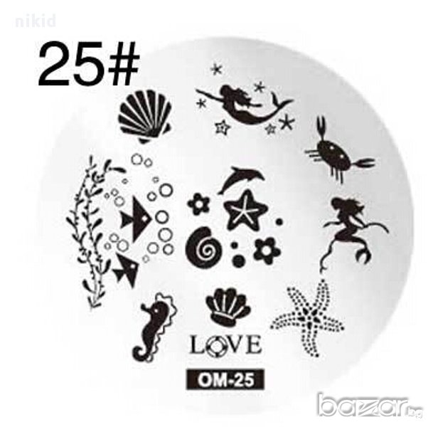 морско дъно кръгла плочка / щампа шаблон за печат на нокти om-25, снимка 1