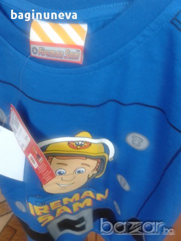 Нова детска синя тениска от Англия с Пожарникаря Сам-размер-5-6г-7-8г, снимка 2 - Детски тениски и потници - 9799760