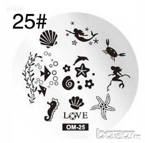 морско дъно кръгла плочка / щампа шаблон за печат на нокти om-25