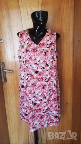 Къса розова рокля на дребни рози ХХЛ, снимка 2 - Рокли - 25480387