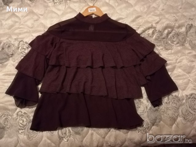 Нова блуза на воали цвят бордо, снимка 2 - Корсети, бюстиета, топове - 20566631