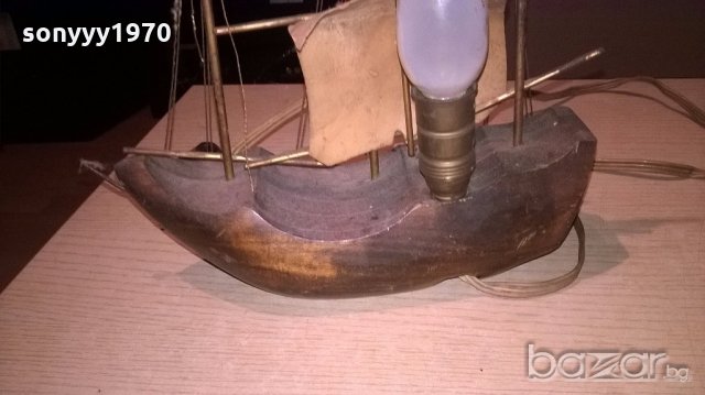 нощна лампа-ретро колекция-мед/месинг/дърво-25х25х9см, снимка 11 - Антикварни и старинни предмети - 19342973