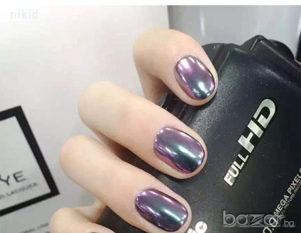 цветен сребрист златист металик огледален ефект прах пигмент пудра глитър с  апликатор, снимка 4 - Декоративна козметика - 16202173