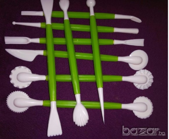 9 бр двойни инструмента за моделиране и скулпуриране рязане оформяне украса декорация фондан тесто, снимка 2 - Аксесоари за кухня - 18630675