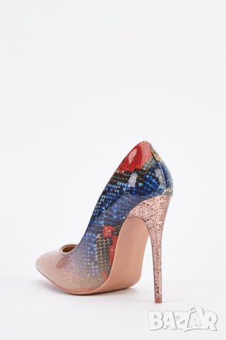 НАЛИЧНИ Остри лачени Glitter  токчета от Англия 39 номер, снимка 3 - Дамски елегантни обувки - 22385405