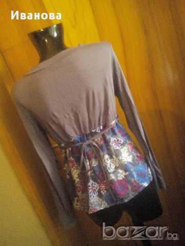 Нова блуза в сиво и цветя М / Л, снимка 2 - Блузи с дълъг ръкав и пуловери - 15266295