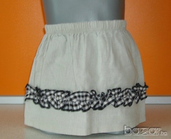 Кокетна ленена пола за мадамка,092 см. , снимка 3 - Бебешки рокли - 16392999