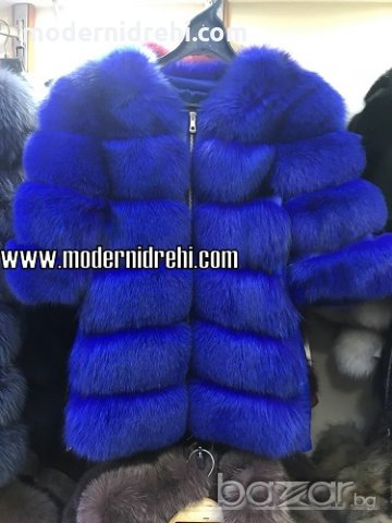 Дамско палто от лисица турско синьо сезон 2017/2018, снимка 1 - Сака - 19551538