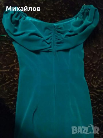 Официална  зелена рокля от кадифе, снимка 3 - Рокли - 22052162