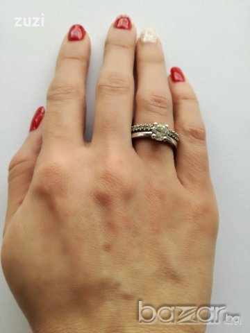 Сребърен пръстен с бели циркони - сребро проба 925 , снимка 2 - Пръстени - 20928736