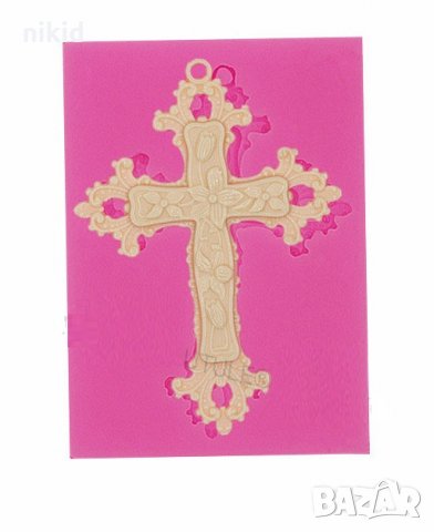 Кръст на цветя силиконов молд форма декор торта сладки фондан и др. украса, снимка 2 - Форми - 23926677