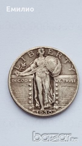 USA QUARTER Standing Dollar 1930 Philadelphia Mint  VF-:EF, снимка 3 - Нумизматика и бонистика - 20199659