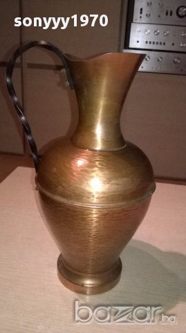 Ретро кана-мед/месинг/ковано желязо-33х22х17см-внос швеицария, снимка 2 - Антикварни и старинни предмети - 17560387