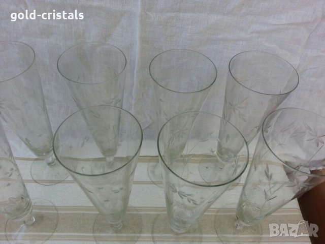 ретро стъклени чаши гравирани , снимка 4 - Антикварни и старинни предмети - 22999919
