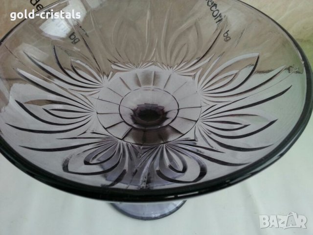 стара  купа фруктиера цветно лилаво стъкло, снимка 3 - Антикварни и старинни предмети - 26107103