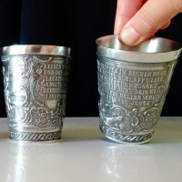 Немска чаша от калай релефна. , снимка 6 - Антикварни и старинни предмети - 25412828