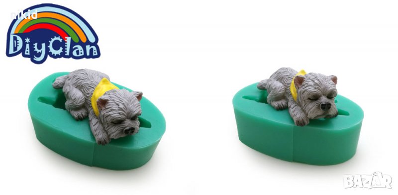 3D Мустакато малко куче силиконов молд форма за декорация торта фондан шоколад гипс сапун, снимка 1