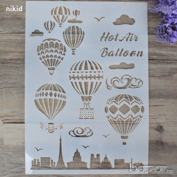 Въздушен балон въздушни балони  шаблон стенсил спрей за торта украса кекс декорация с пудра захар, снимка 1