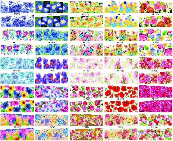 # 4 МОДЕЛ 50 БР пъстри ЦВЕТЯ татос ваденки водни стикери за нокти маникюр, снимка 1