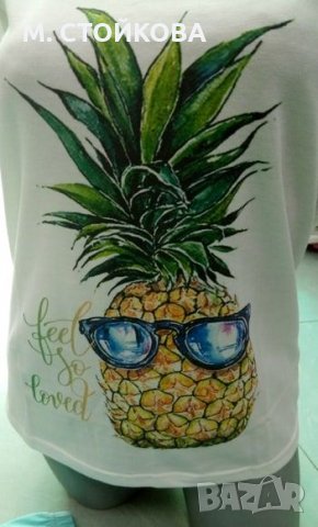 ЛИКВИДАЦИЯ! Дамска памучна пижама - Ананас, снимка 3 - Пижами - 25494297