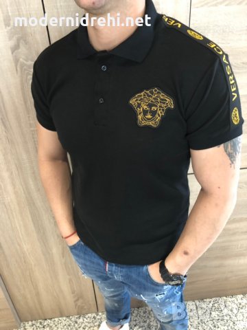 Мъжка тениска с яка Versace код 019, снимка 1 - Тениски - 24481637