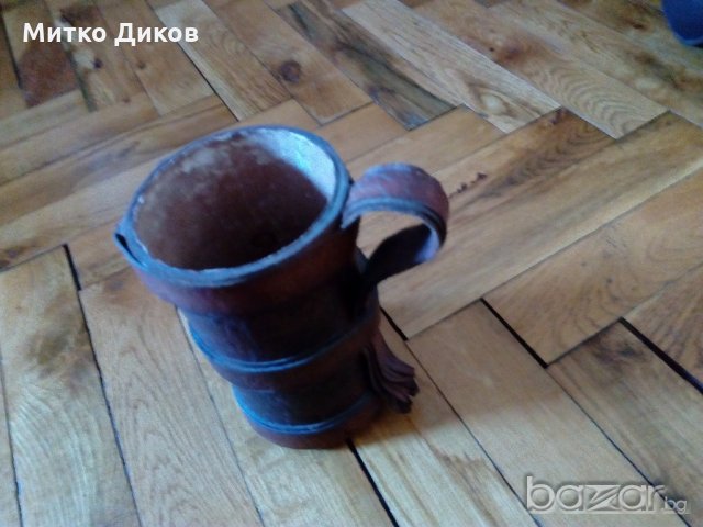 Кожена чашка за барбут-естествена кожа -висока с дръжка, снимка 2 - Шах и табла - 20389437