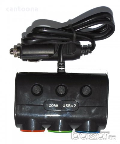 Разклонител на запалка 3 гнезда + 2 USB Olesson, снимка 3 - Аксесоари и консумативи - 9453754