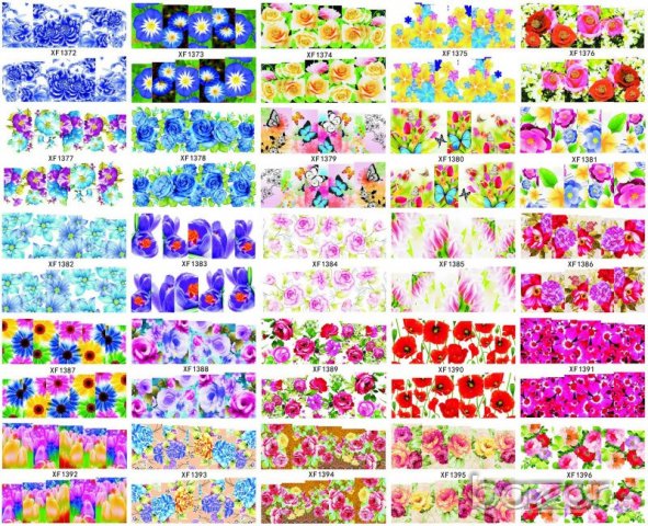 # 4 МОДЕЛ 50 БР пъстри ЦВЕТЯ татос ваденки водни стикери за нокти маникюр