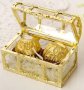 Красив златен сребрист сандък кутия сувенир бонбон кръщене повод подарък декор кутийка бонбони