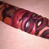Африканска дървена маска-28х8см-внос швеицария, снимка 2 - Антикварни и старинни предмети - 17393806