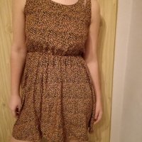 Кафява рокля с леопардов принт, снимка 1 - Рокли - 20058768