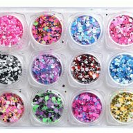 Комплект конфети за нокти - 12 цвята