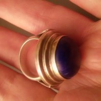 Уникален сребърен пръстен с Лапис Лазули, снимка 3 - Пръстени - 22460218