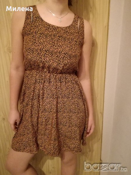 Кафява рокля с леопардов принт, снимка 1